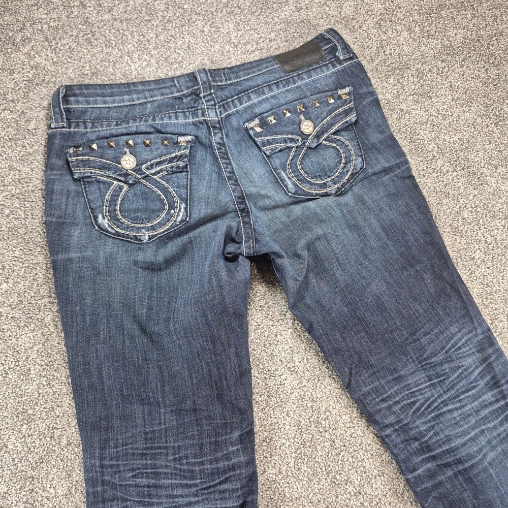 Big Star Miki Jeans Womens 32R Dark Wash‎ Bootcut Studded Flap Pockets